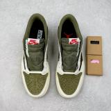 Travis Scott x Jordan Air Jordan 1 Low OG  Medium Olive  倒钩8.0 低帮 复古篮球鞋 男女同款 米绿