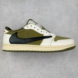 Travis Scott x Jordan Air Jordan 1 Low OG  Medium Olive  倒钩8.0 低帮 复古篮球鞋 男女同款 米绿