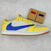 Travis Scott x Jordan Air Jordan 1 倒钩 7.0 皮革 Low OG Canary Yellow 联名款