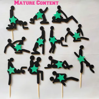Bachelorette Party Cupcake Toppers, Kama Sutra Cupcake Toppers, Bachelorette cake Picks,Ladies Party Decor ,HERE for the SEX,Valentines Day Toppers