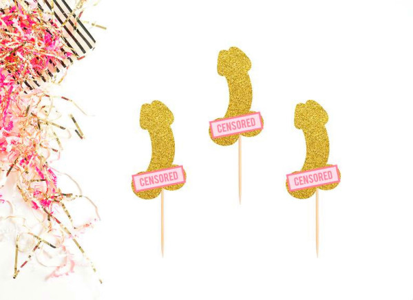 Bachelorette Party Penis Cupcake Toppers, Same Penis Forever Cupcake Picks, Bachelorette Theme Party Decoration, Glitter Penis Food Picks