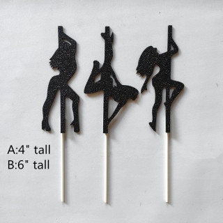 Pole Dancer Cupcake Toppers，exotic dancers, wedding party decor, Sexy Woman Cupcake Toppers - Female Stripper party cupcake toppers,Sexy Girls Cupcake Toppers