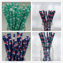 Santa Hat Straws,  Green Snowflake Mason Jar straw, Christmas Holiday Party Supplies ,Santa Clause Party Straws, Great for Christmas Parties, Christmas themed paper drinking straws 