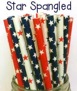 Set of 25, Red, White and Blue Stars Paper Straws, Patriotic Party, 4th of July,Cake Pop Sticks ,Drinking Straws, Party Paper Straws for Weddings, Party, and Home Decor