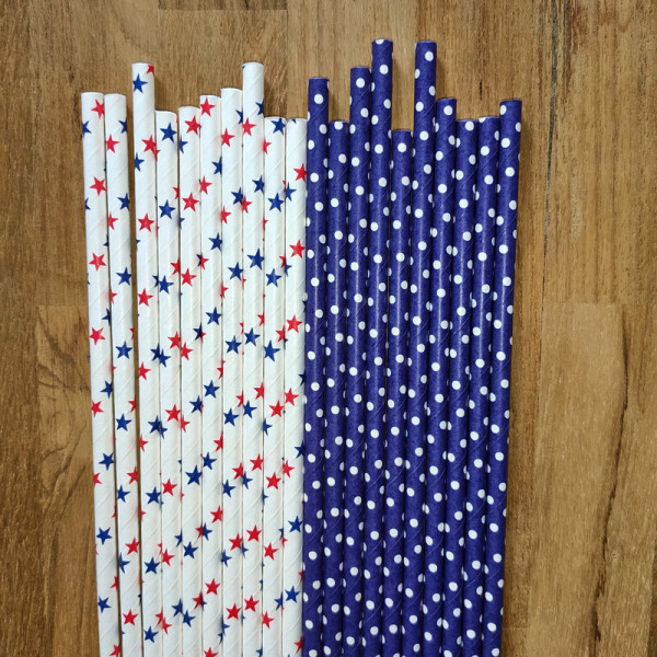 Patriotic straws, July 4 straws, Red And Blue White star Straws, Nautical Blue White Dotted Straws, Sailing Party Decor, Navy Paper Party straws,Polka Dots Fancy Straws, Birthday Cake Pop Sticks, Pixie Sticks,Wedding, Anniversary