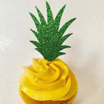 Glitter Pineapple Tops Cupcake,Pineapple Donut Topper, Luau Party Decorations, Pineapple crown Cupcake Toppers, Tropical Party Decorations,Hawaii Theme Party, Fiesta Party Decor,Summer BBQ Food Toppers, Pool Party