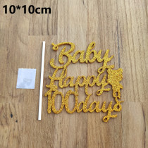 happy 100 days Cake Topper,birthday,Gold Glitter One Hundred Days Sign, 100 Days  Party Decor, Baby's 100 Days Celebration, Baby Shower 100 Days Party Cake Topper, Modern Calligraphy 100th Day Celebration