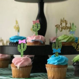 Glitter Cactus Gender Reveal Fiesta cupcake toppers, Cinco de Mayo party cupcake toppers,Mexican fiesta Cactus Cupcake Topper,Cactus baby shower decorations,Fiesta theme party Cupcake Toppers,Taco Bout a Party, Senor or Senorita?