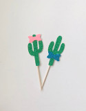 Glitter Cactus Gender Reveal Fiesta cupcake toppers, Cinco de Mayo party cupcake toppers,Mexican fiesta Cactus Cupcake Topper,Cactus baby shower decorations,Fiesta theme party Cupcake Toppers,Taco Bout a Party, Senor or Senorita?