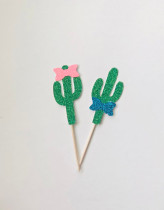 Glitter Cactus Gender Reveal Fiesta cupcake toppers, Cinco de Mayo party cupcake toppers,Mexican fiesta Cactus Cupcake Topper,Cactus baby shower decorations,Fiesta theme party Cupcake Toppers,Taco Bout a Party, Senor or Senorita?