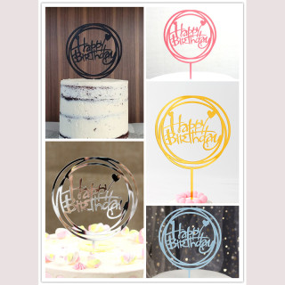 Circles Happy Birthday Cake Topper, Modern Style Cake Topper,  Laser Cut 1/8  acrylic Cake Topper , Birthday Cake Decor, Heart shaped cake topper
