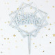 quadrilateral Happy Birthday Cake Topper,  modern Calligraphy Happy Birthday Cake Topper, geometrical cake topper, square Style Mirrored Acrylic Cake Topper Happy Birthday Cake Topper，star Cake Toppers