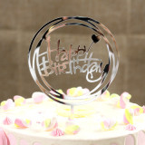 Circles Happy Birthday Cake Topper, Modern Style Cake Topper,  Laser Cut 1/8  acrylic Cake Topper , Birthday Cake Decor, Heart shaped cake topper