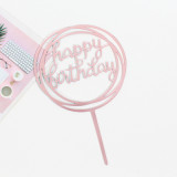 Round Happy Birthday Cake Topper, Mirror Gold Acrylic Birthday Cake Topper, Birthday Cake Decoration, Happy Birthday Monogrammed Cake Topper, Cake Decor