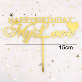 Happy Birthday Acrylic Cake Topper, Happy Birthday Monogrammed Cake Topper Cake Decor