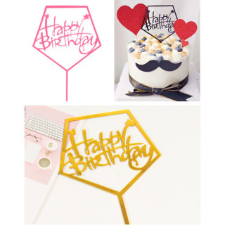 Geometric Cake Topper Decoration Acrylic Happy Birthday Cake Topper