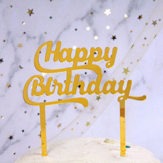 Happy Birthday Topper  Happy Birthday Party Cake Topper Acrylic Gold Topper