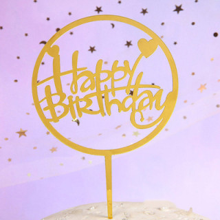 Circles Happy Birthday Cake Topper, Modern Style Cake Topper,  Laser Cut acrylic Cake Topper , Birthday Cake Decor, Heart shaped cake topper 