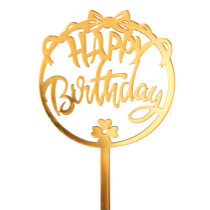 Happy Birthday Cake Topper  Calligraphy Birthday Cake Topper  flower Happy Bday Cake Topper