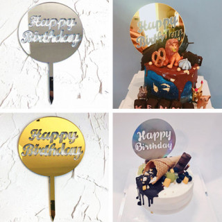 Acrylic Happy Birthday round cake toppers available in a variety of colours 🎉