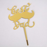 Acrylic Modern Scripted Moustache Best Dad  Cake Topper   Father's Day Best Dad Cake Topper   Happy Birthday Dad Birthday Cake Topper
