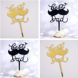 Acrylic Modern Scripted Moustache Best Dad  Cake Topper   Father's Day Best Dad Cake Topper   Happy Birthday Dad Birthday Cake Topper