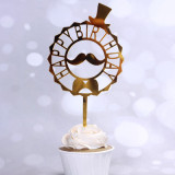 Happy Father's Day Cake Topper Father's Day Party Decorations  Geometric circle acrylic Cake Topper Happy Fathers Day tie Cake Topper Dada's Top Hat Bowtie Mustache