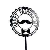 Happy Father's Day Cake Topper Father's Day Party Decorations  Geometric circle acrylic Cake Topper Happy Fathers Day tie Cake Topper Dada's Top Hat Bowtie Mustache