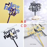 twinkle star Happy Father's Day cake topper Decor   Fathers Birthday Dad cake toppers   Father's Day Party Cake Decorations    Father Child Son daughter Silhouette Background