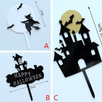 happy Halloween cake topper   Halloween Themed Birthday party Decorations    Scary House Witch cake topper     Bat Haunted House wizard cake toppers