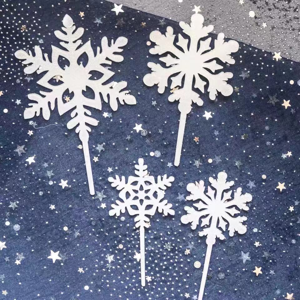 Laser Cut Acrylic Snowflakes Drink Stirrer Frosted Snowflake
