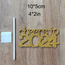 2024 Happy New Year Cake Toppers,Happy 2024 Cupcake Decoration