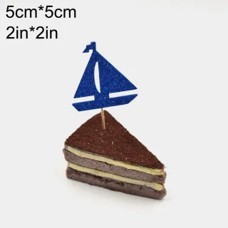 12 Pieces Ocean Theme Sail Boat Happy Birthday Cake Topper, Birthday Cake Decoration