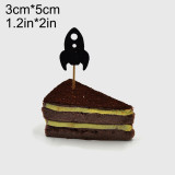12 Pieces Rocket Happy Birthday Cake Topper, Space Theme Birthday Cake Decoration