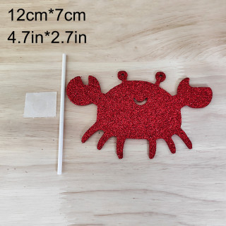 12 Pieces Ocean Theme Crab Happy Birthday Cake Topper, Birthday Party Cake Decoration