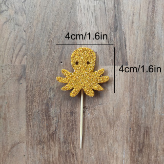12 Pieces Ocean Theme octopus Happy Birthday Cupcake Topper, Birthday Cake Decoration