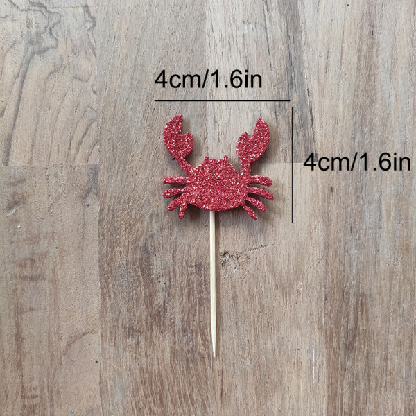 12 Pieces Ocean Theme Crab Happy Birthday Cake Topper, Birthday Cake Decoration