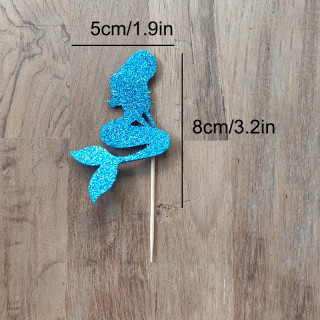 12 Pieces Ocean Theme Mermaid Happy Birthday Cake Topper, Birthday Cake Decoration