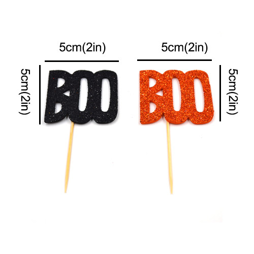 12 Pieces Halloween BOO Cupcake Toppers, Ghost Pumpkin Bat Party Decor, Signle-Sided