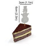 12 Pieces Christmas Snowman Cupcake Toppers, Christmas Party Decoration, Signle-Sided