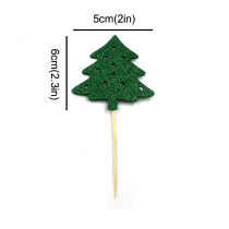 12 Pieces Christmas Tree Cupcake Toppers, Christmas Party Cake Decoration, Signle-Sided