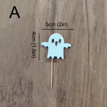 12 Pieces Halloween Cupcake Toppers, Ghost Pumpkin Bat Party Decor, Signle-Sided