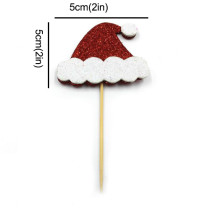 12 Pieces Christmas Santa's Hat Cupcake Toppers, Christmas Party Cake Decoration, Signle-Sided