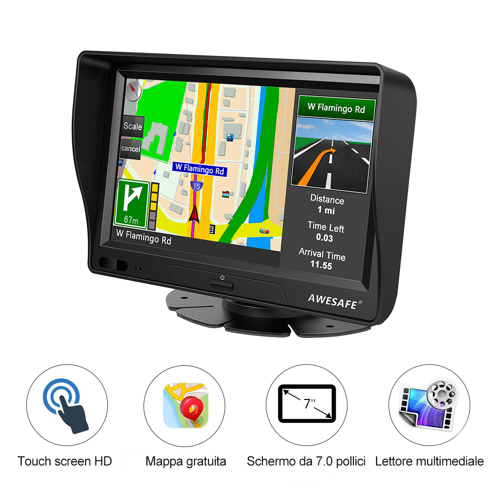 Caricatore a Doppia USB Aggiornamento Mappe Gratuito a Vita 7 Pollici GPS Navigatore per Camion Sattelitare GPS con Mappe Precaricato Europa 