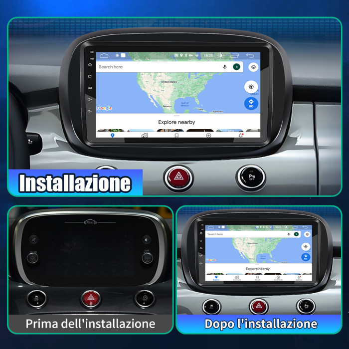 € 289.00 - AWESAFE 9 Pollici Autoradio per Fiat 500X (2014-2020) Android  10.0 (2G+32GB) Car Radio con Cornice esterna, Car Stereo Supporto  Bluetooth, comandi al volante, schermo diviso, navigazione -  it.awesafeshop.com