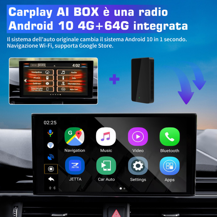 € 259.00 - AWESAFE Carplay AI Box Compatibile con Sistema Stereo per Auto  Originale, sistema operativo Android 10.0 4G+64 GB integrato, Adattatore  CarPlay [Plug and Play] per Autoradio con Schermo Originale -  it.awesafeshop.com