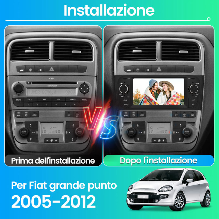 € 299.00 - AWESAFE Autoradio 1 Din per Fiat Grande Punto 2005-2012 Android  10 (2G+32GB) 6.2 pollici Car Stereo Radio con Navigatore SD USB BT WIFI  Comandi al volante Mirror Link - it.awesafeshop.com
