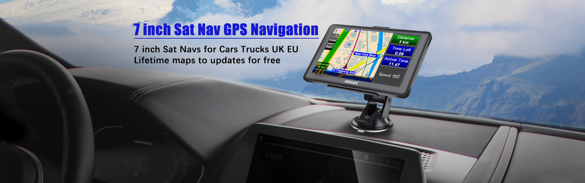 AWESAFE 9 Pouce Appareil de Navigation Automatique pour Voiture Fonction Mains Libres avec écran Tactile GPS Système de Commande vocale multilingue intégré de 8Go 