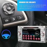 AWESAFE Radio Coche 7 Pulgadas para Ford con Pantalla Táctil 2 DIN, Autoradio de Ford con Bluetooth/GPS/FM/RDS/CD DVD/USB/SD, Apoyo Mandos Volante, Mirrorlink y Aparcacimiento (Plata)