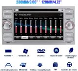 AWESAFE Radio Coche 7 Pulgadas para Ford con Pantalla Táctil 2 DIN, Autoradio de Ford con Bluetooth/GPS/FM/RDS/CD DVD/USB/SD, Apoyo Mandos Volante, Mirrorlink y Aparcacimiento (Plata)